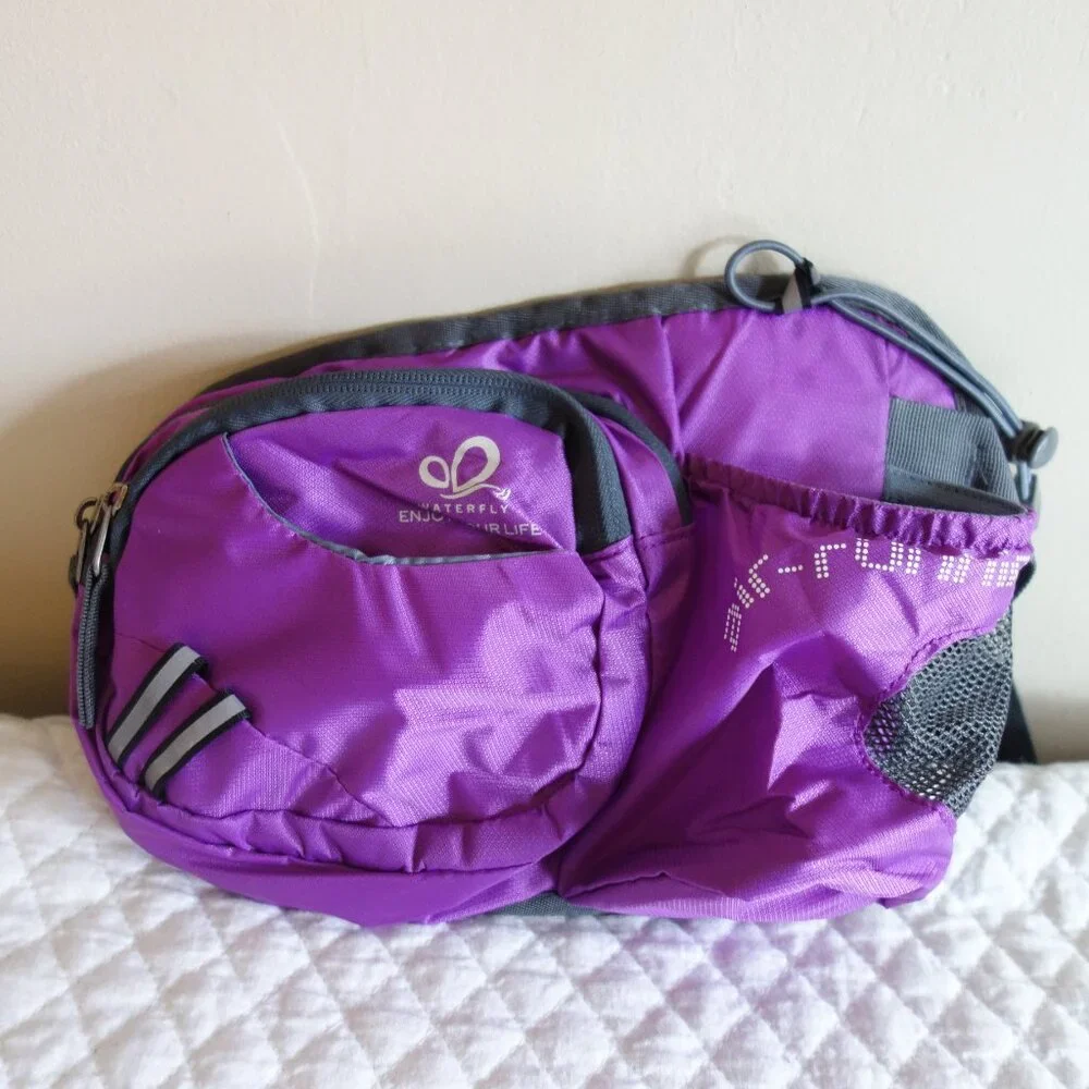 NWT $65 WATERFLY Hiking Waist Bag Fanny Pack w/ Water Bottle Holder – Purple - Picture 5 of 12